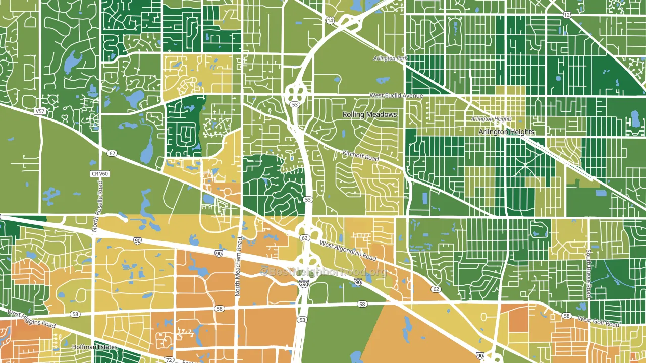 Rolling Meadows, IL block-group voter-turnout map
