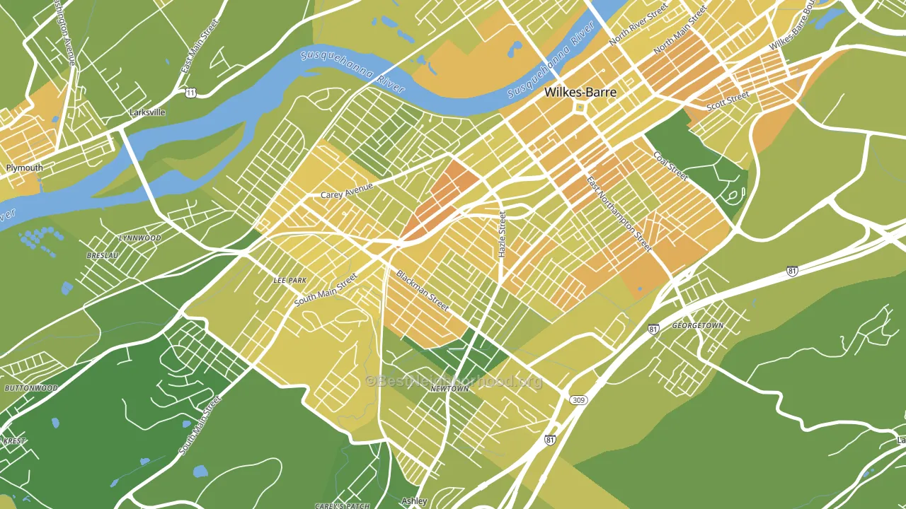 Rolling Mill Hill, Wilkes-Barre, PA block-group voter-turnout map