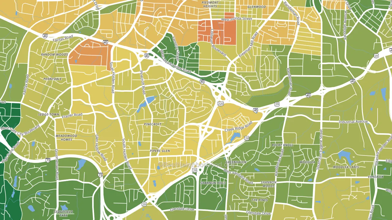 Rolling Roads, Greensboro, NC block-group voter-turnout map