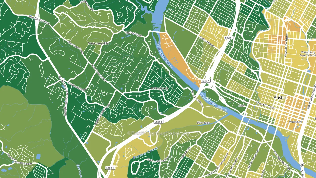 Rollingwood, TX block-group voter-turnout map