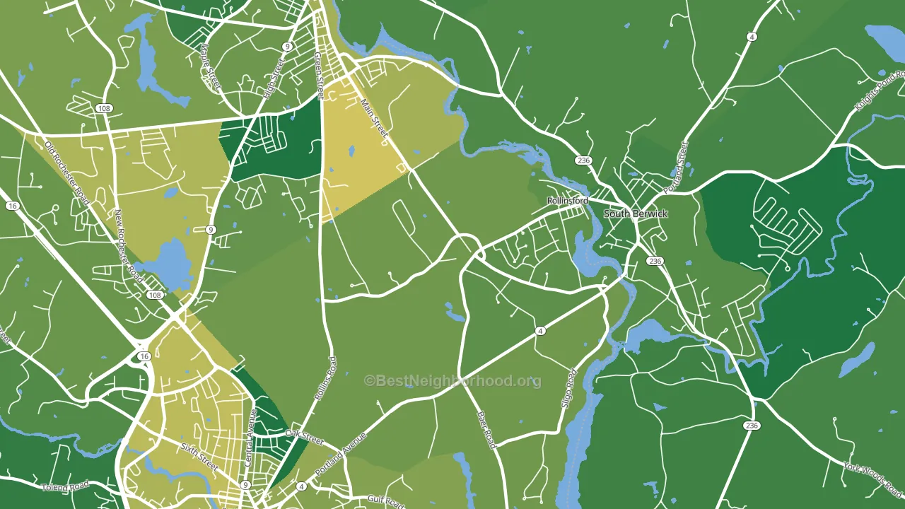 Rollinsford, NH block-group voter-turnout map