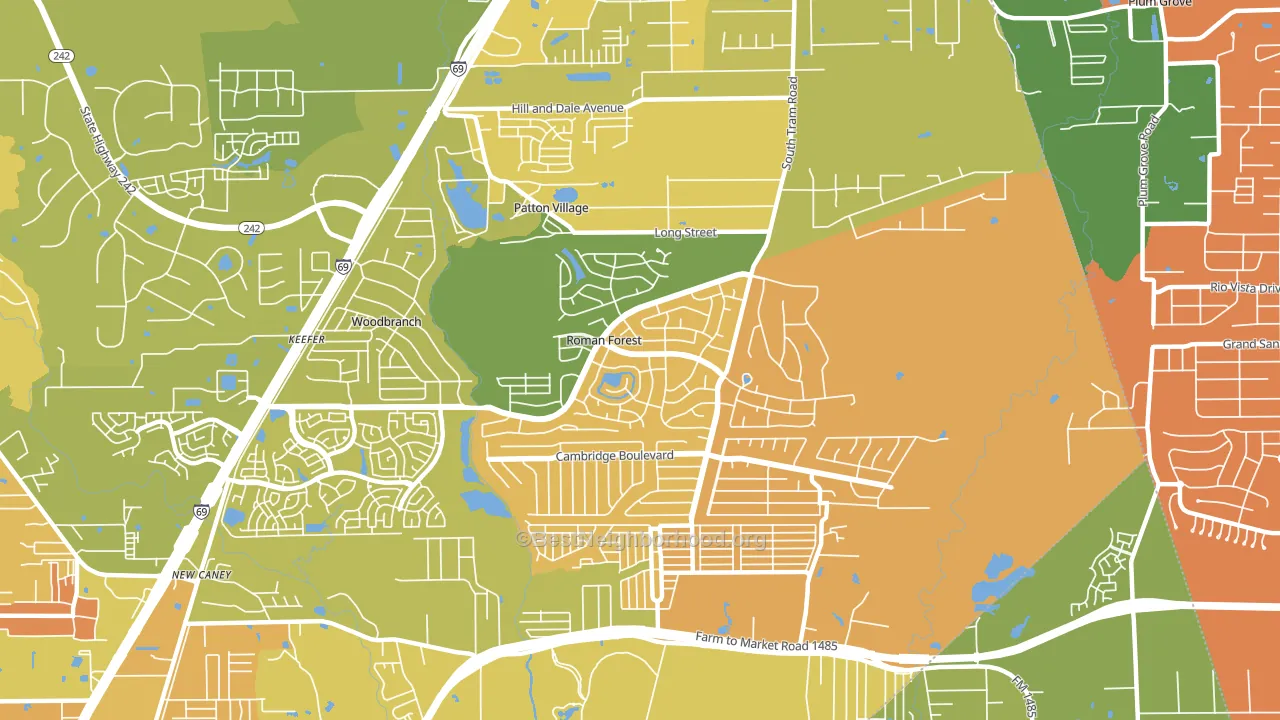 Roman Forest, TX block-group voter-turnout map