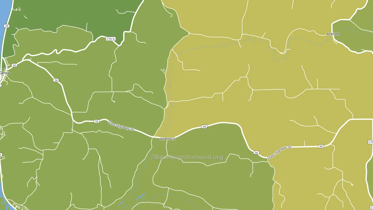 Romance, WI block-group voter-turnout map