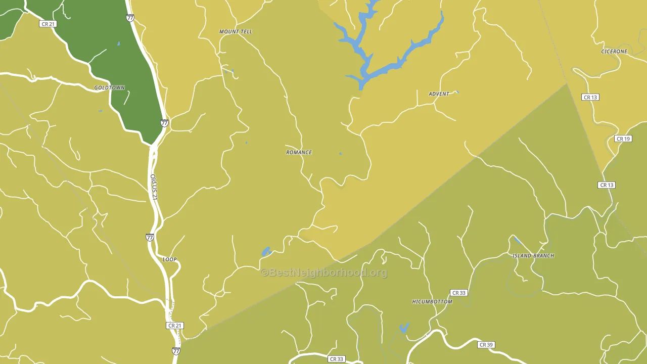 Romance, WV block-group voter-turnout map
