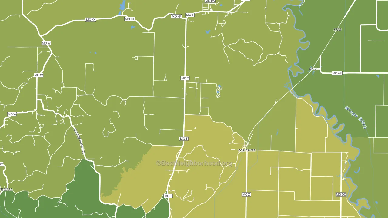 Rombauer, MO block-group voter-turnout map