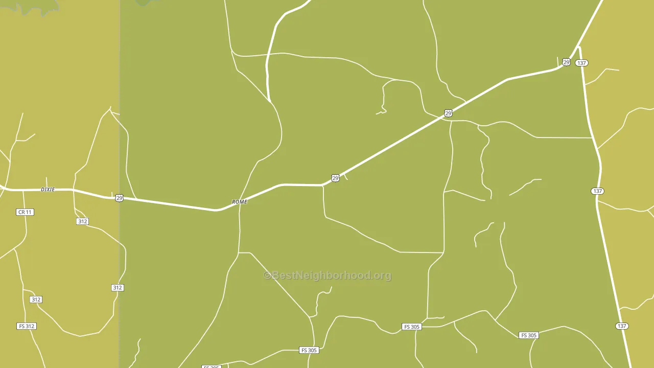 Rome, AL block-group voter-turnout map
