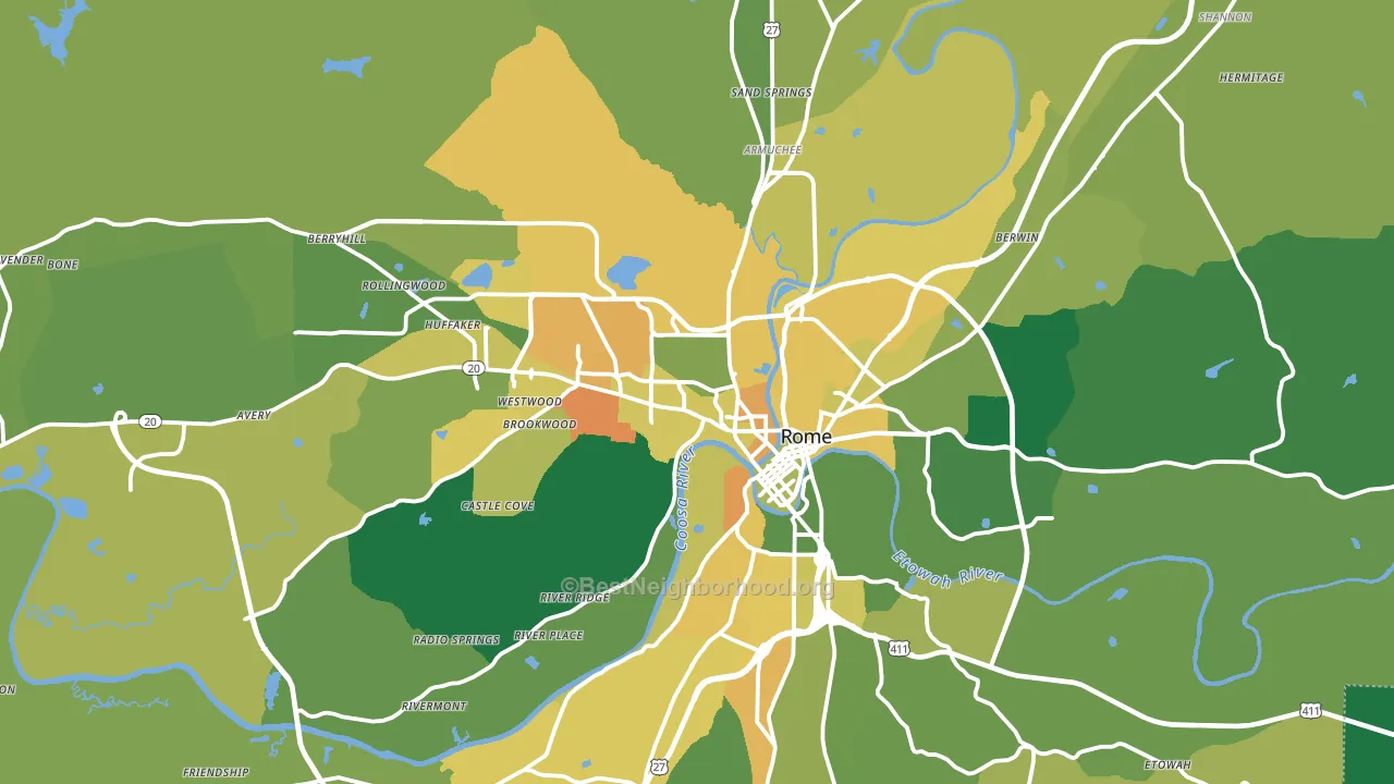 Rome, GA block-group voter-turnout map