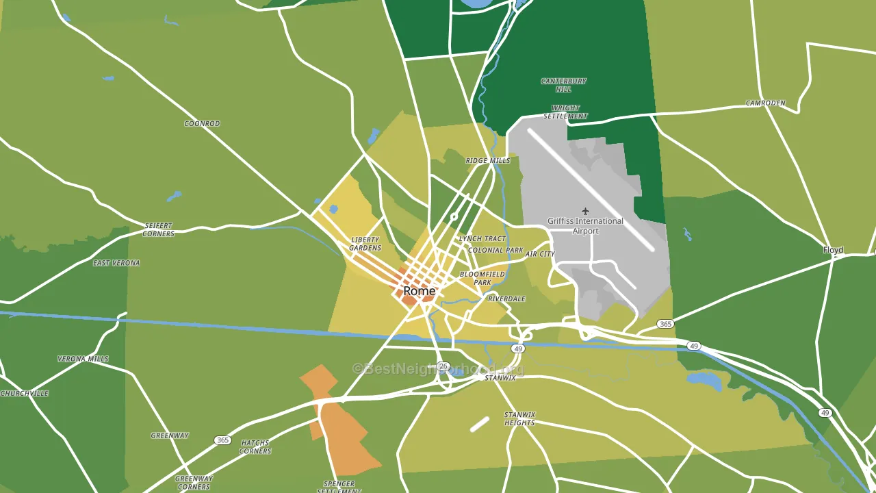 Rome, NY block-group voter-turnout map