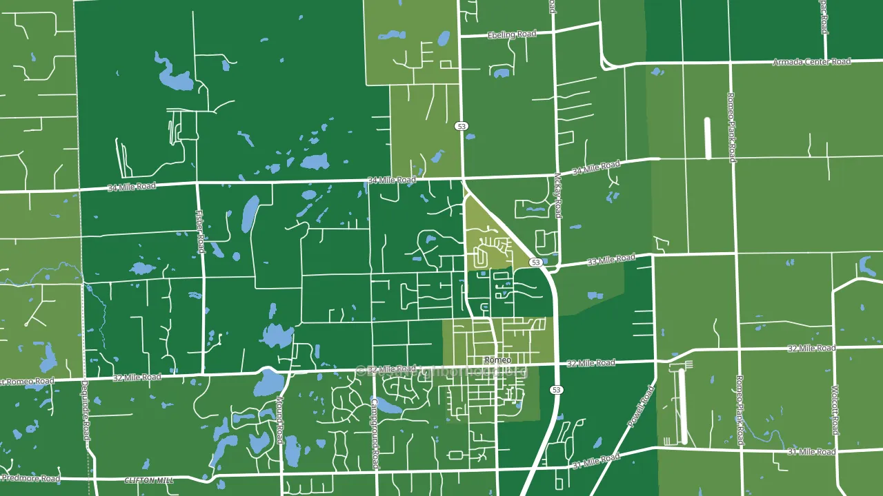Romeo, MI block-group voter-turnout map