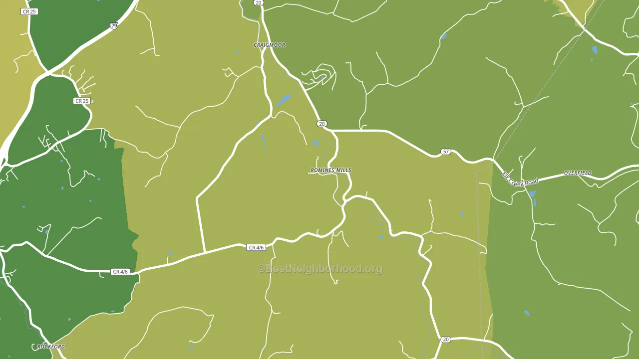 Romines Mills, WV block-group voter-turnout map