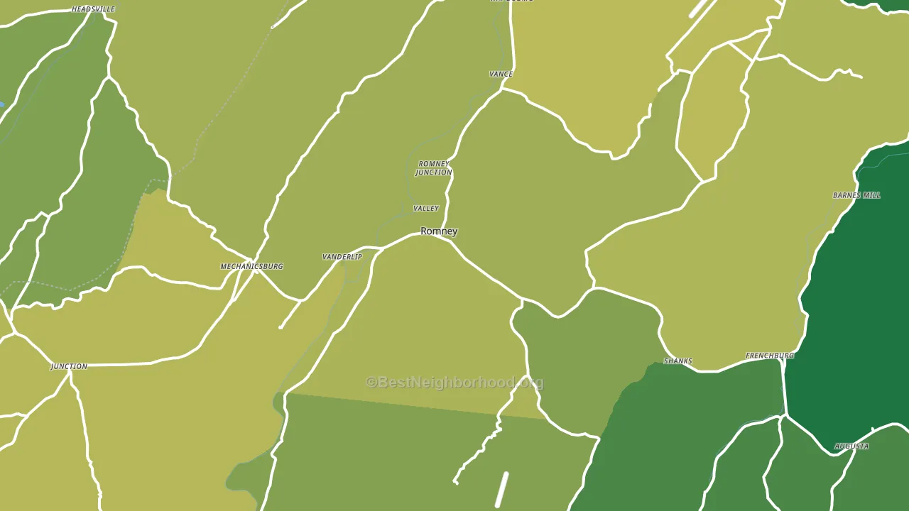 Romney, WV block-group voter-turnout map