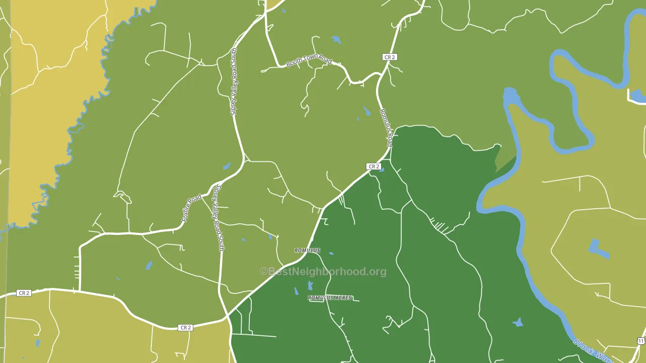 Romulus, AL block-group voter-turnout map
