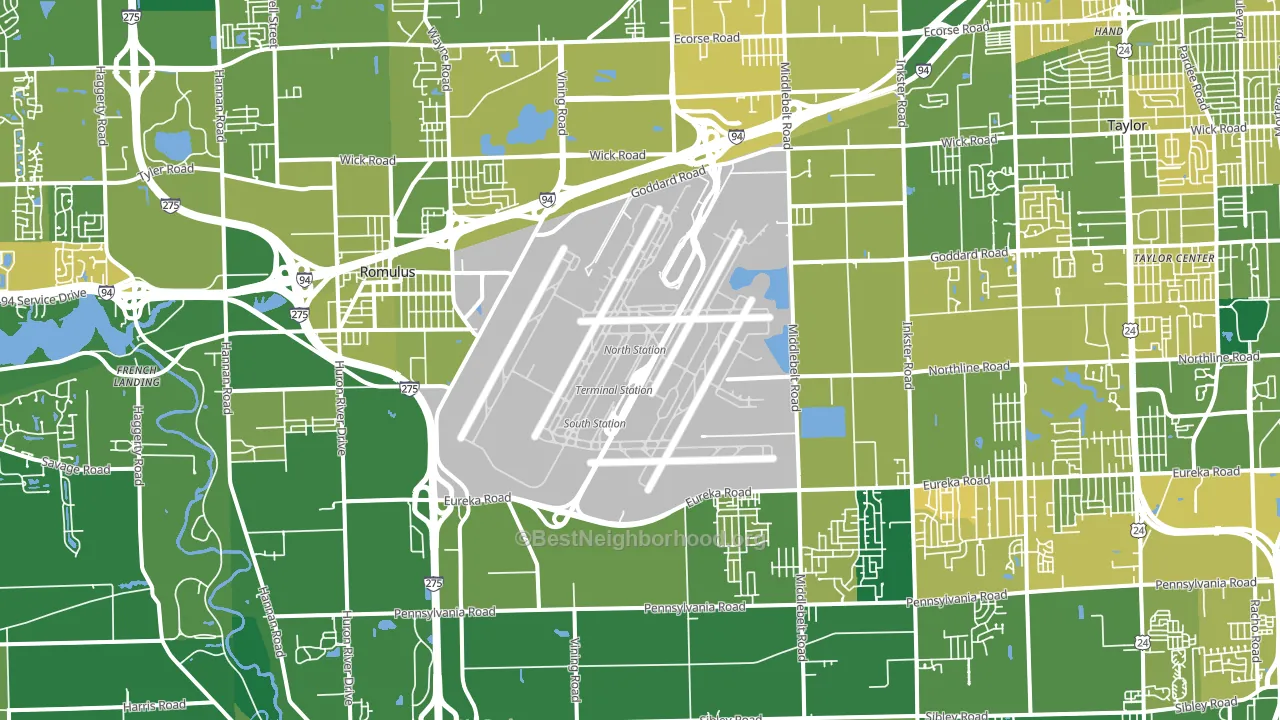 Romulus, MI block-group voter-turnout map