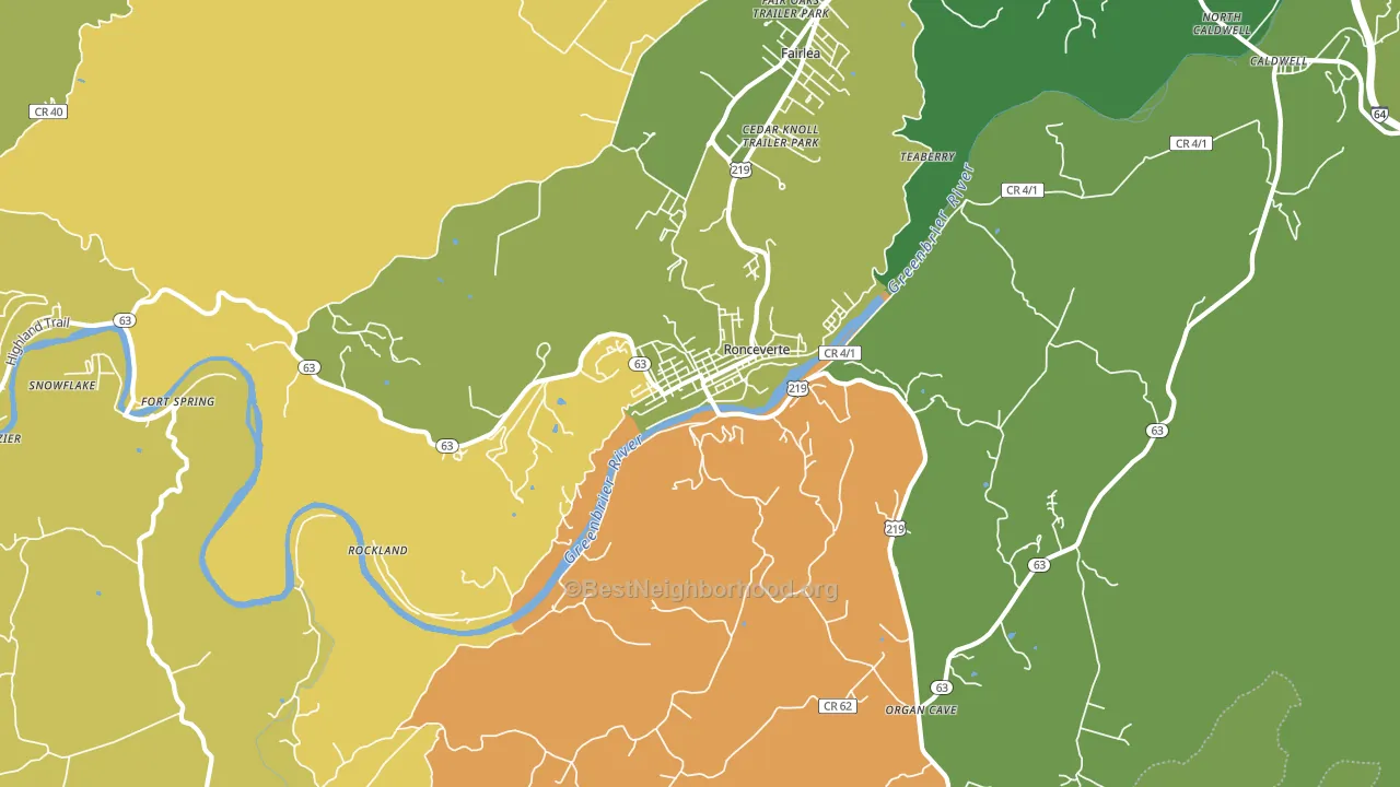 Ronceverte, WV block-group voter-turnout map