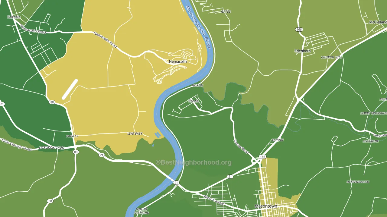 Ronco, PA block-group voter-turnout map