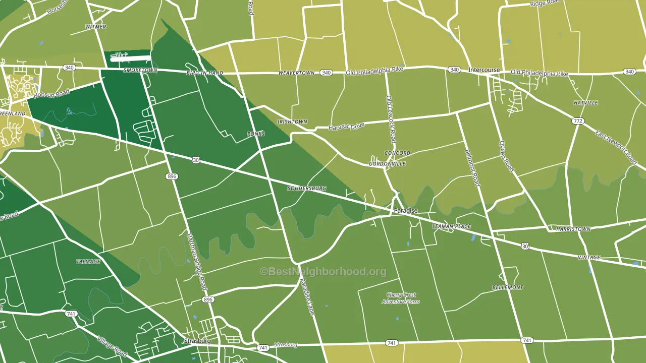 Ronks, PA block-group voter-turnout map