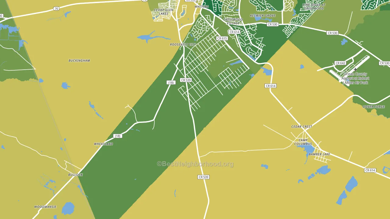 Roosevelt City, NJ block-group voter-turnout map