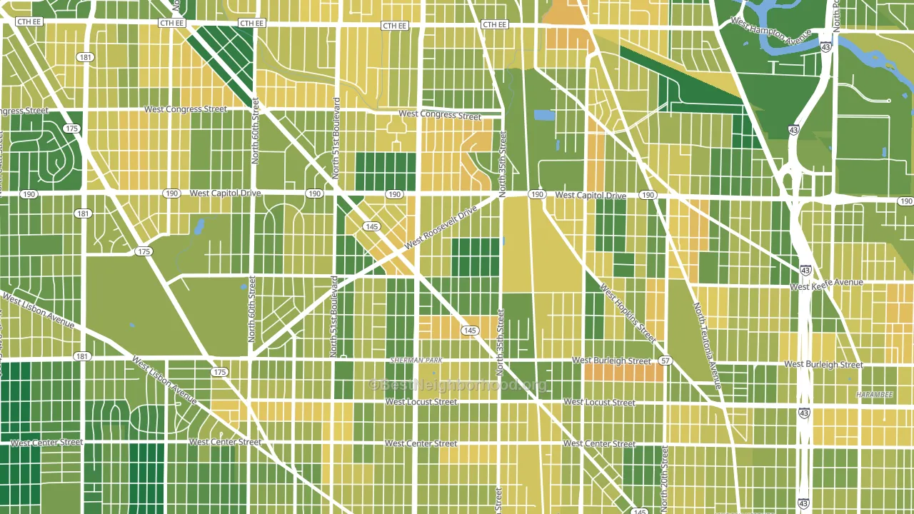 Roosevelt Grove, Milwaukee, WI block-group voter-turnout map