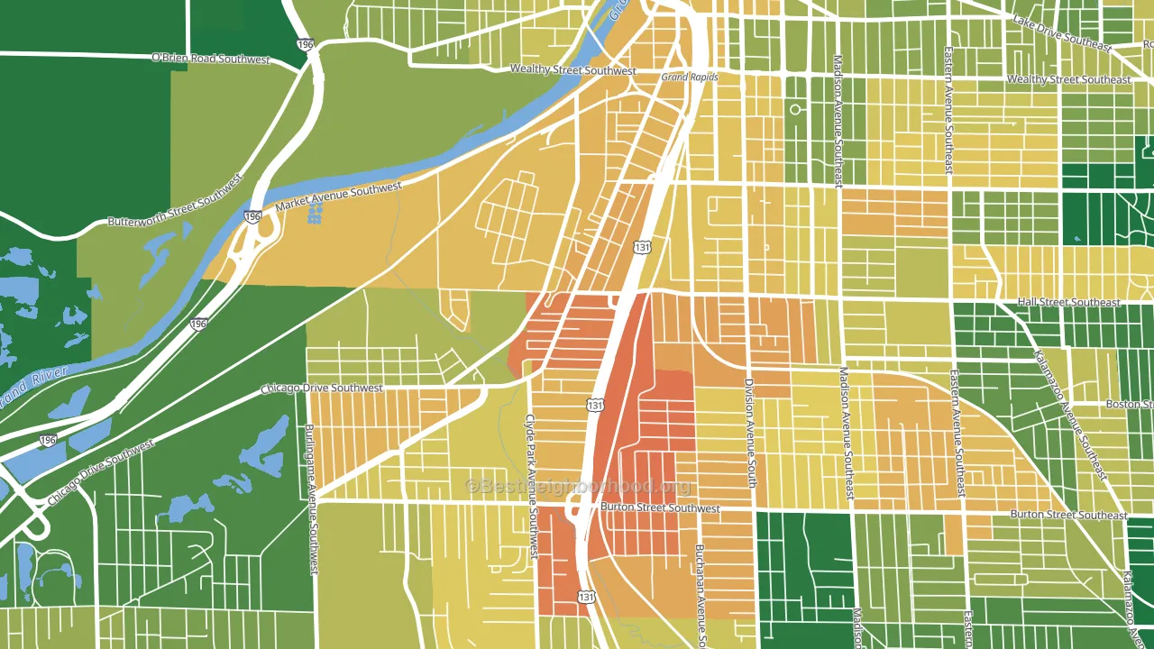 Roosevelt Park, Grand Rapids, MI block-group voter-turnout map