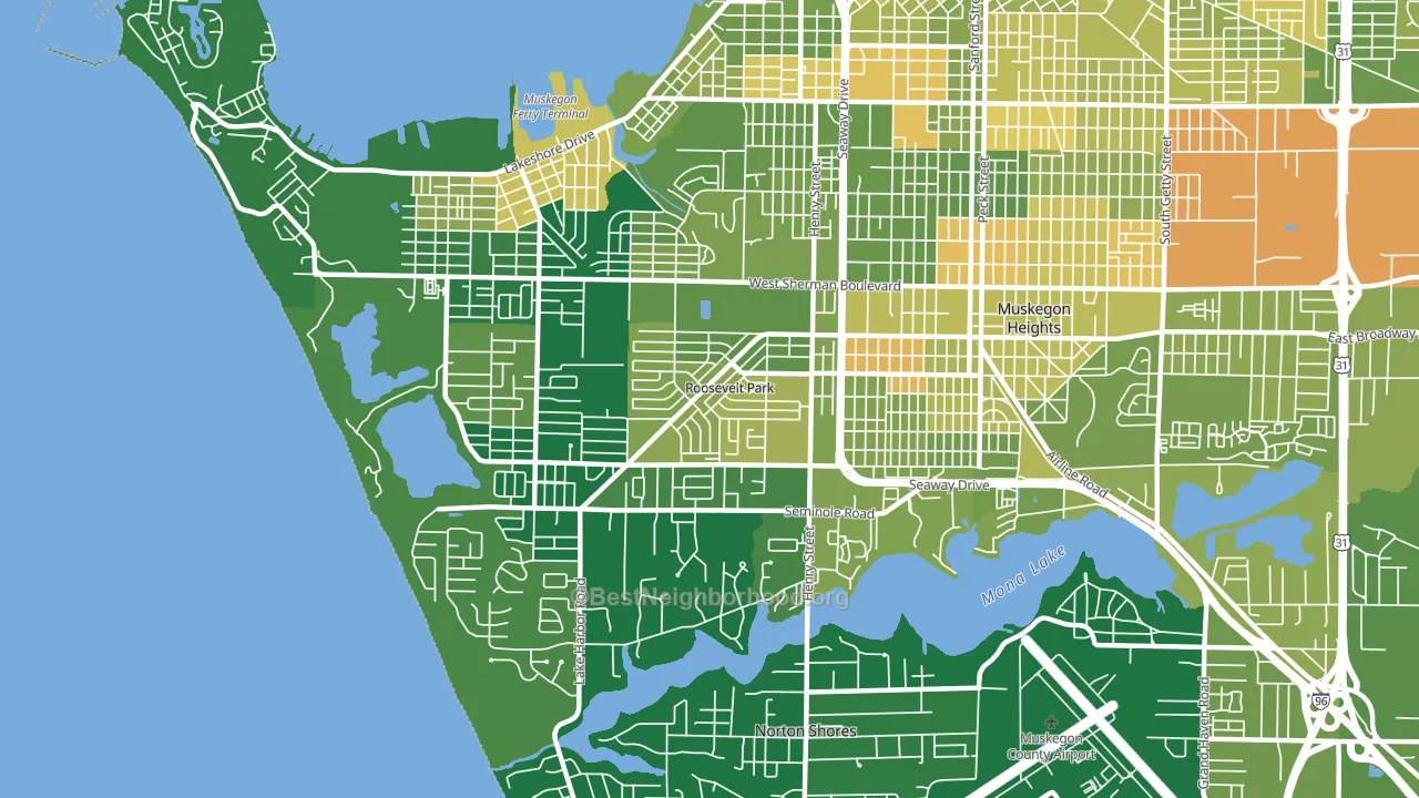 Roosevelt Park, MI block-group voter-turnout map