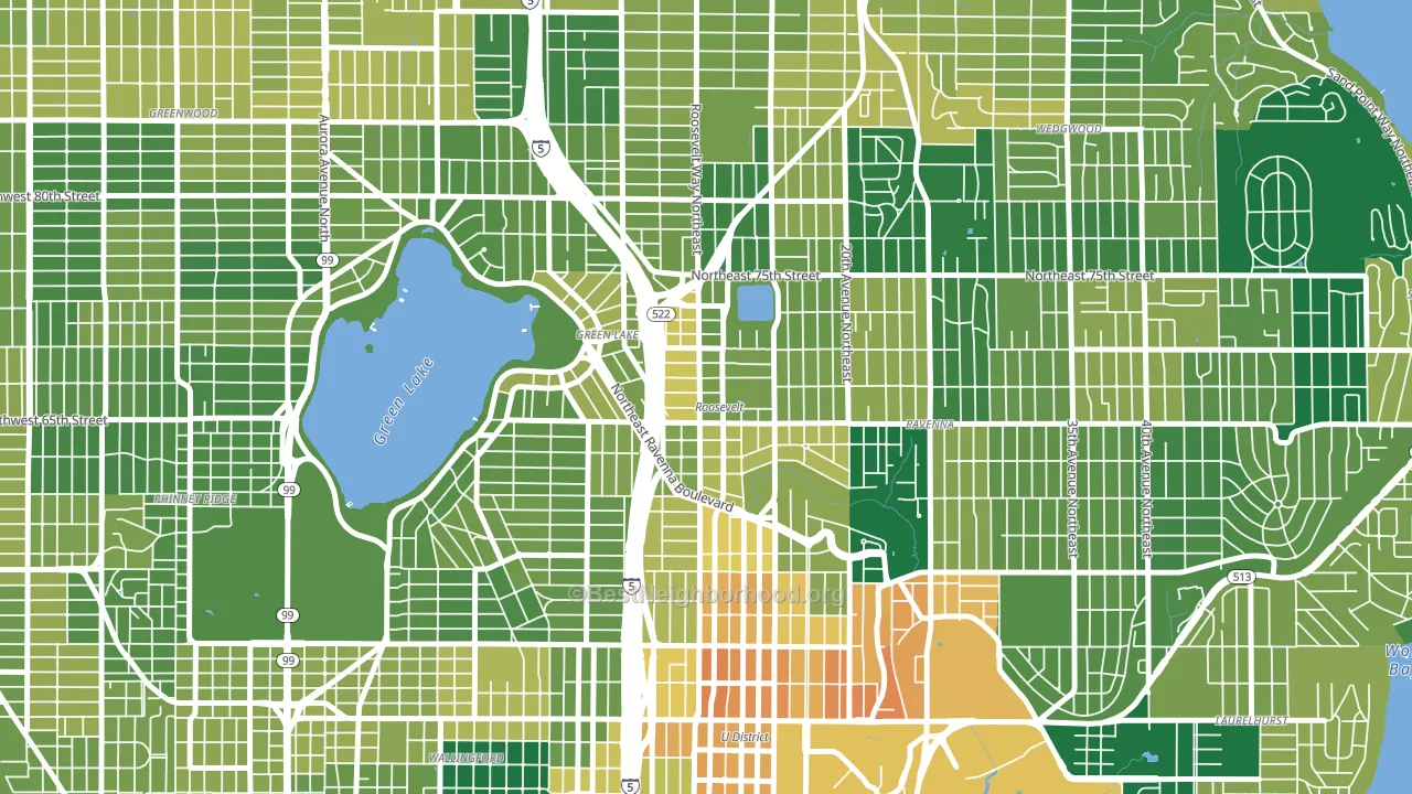 Roosevelt, Seattle, WA block-group voter-turnout map