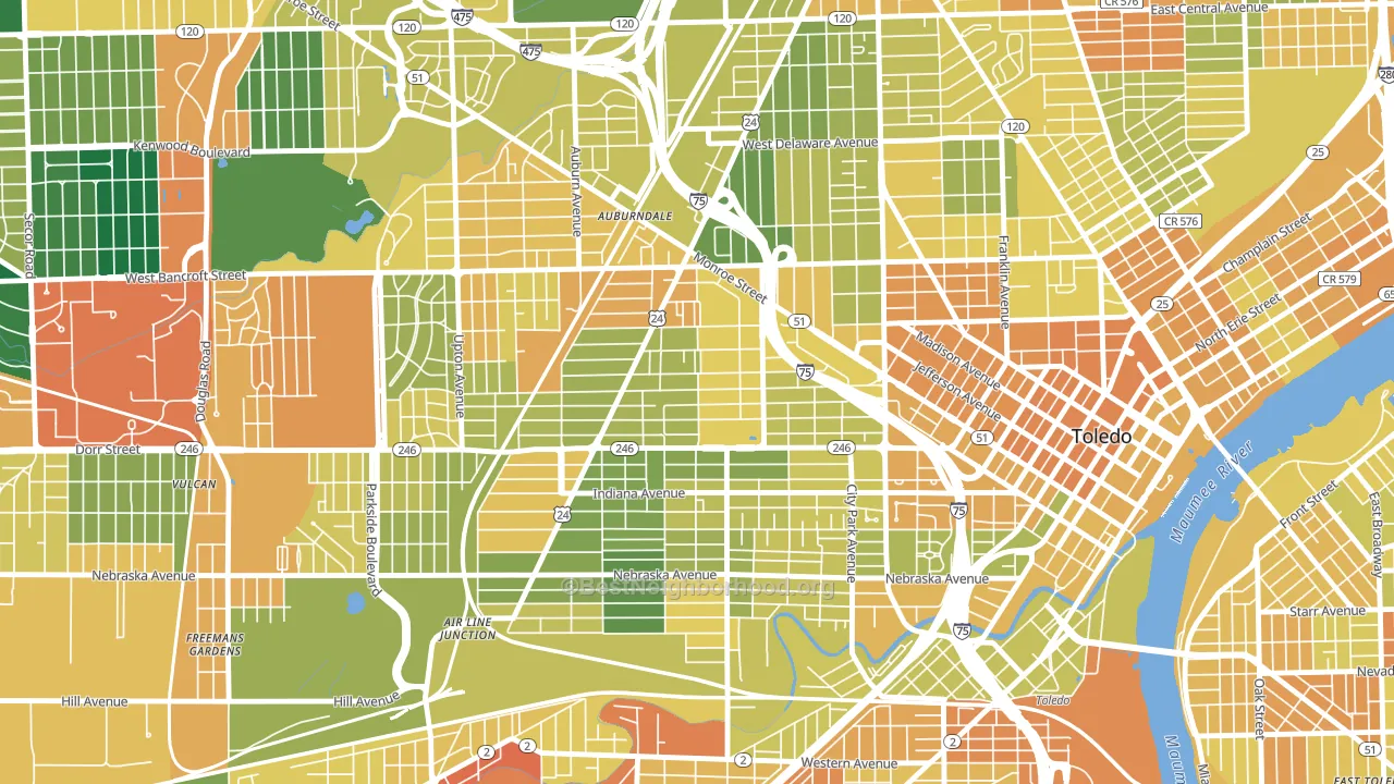 Roosevelt-Toledo, Toledo, OH block-group voter-turnout map