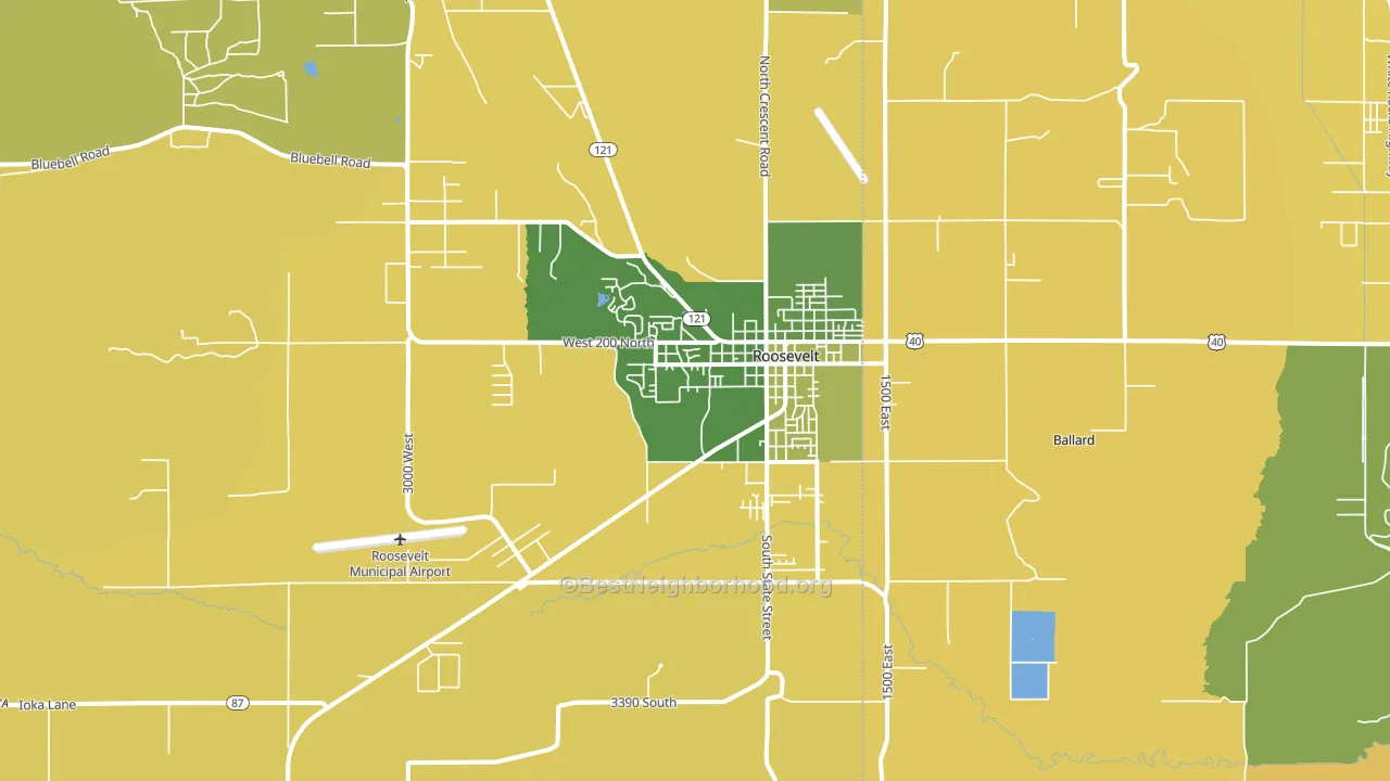 Roosevelt, UT block-group voter-turnout map