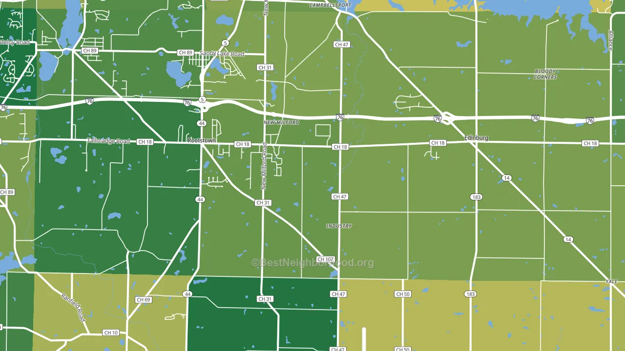 Rootstown, OH block-group voter-turnout map