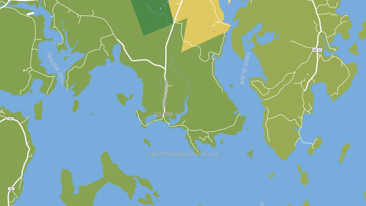 Roque Bluffs, ME block-group voter-turnout map