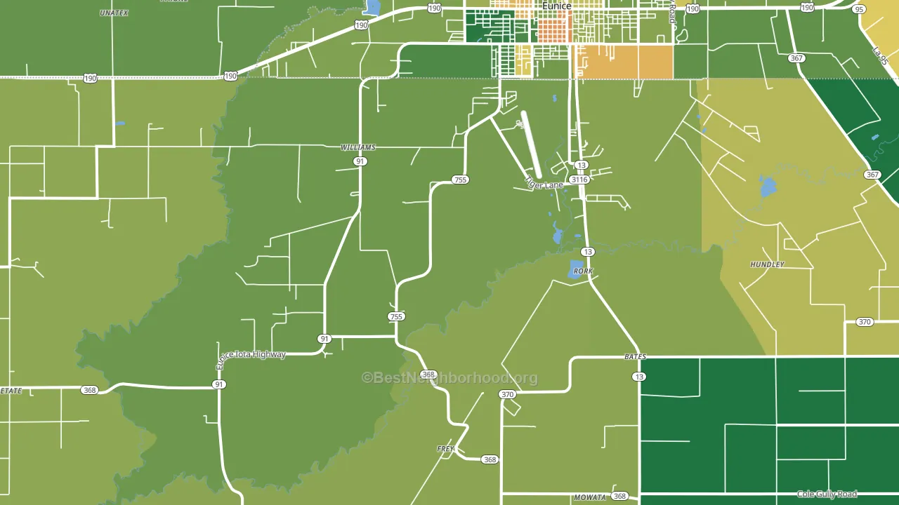 Rork, LA block-group voter-turnout map
