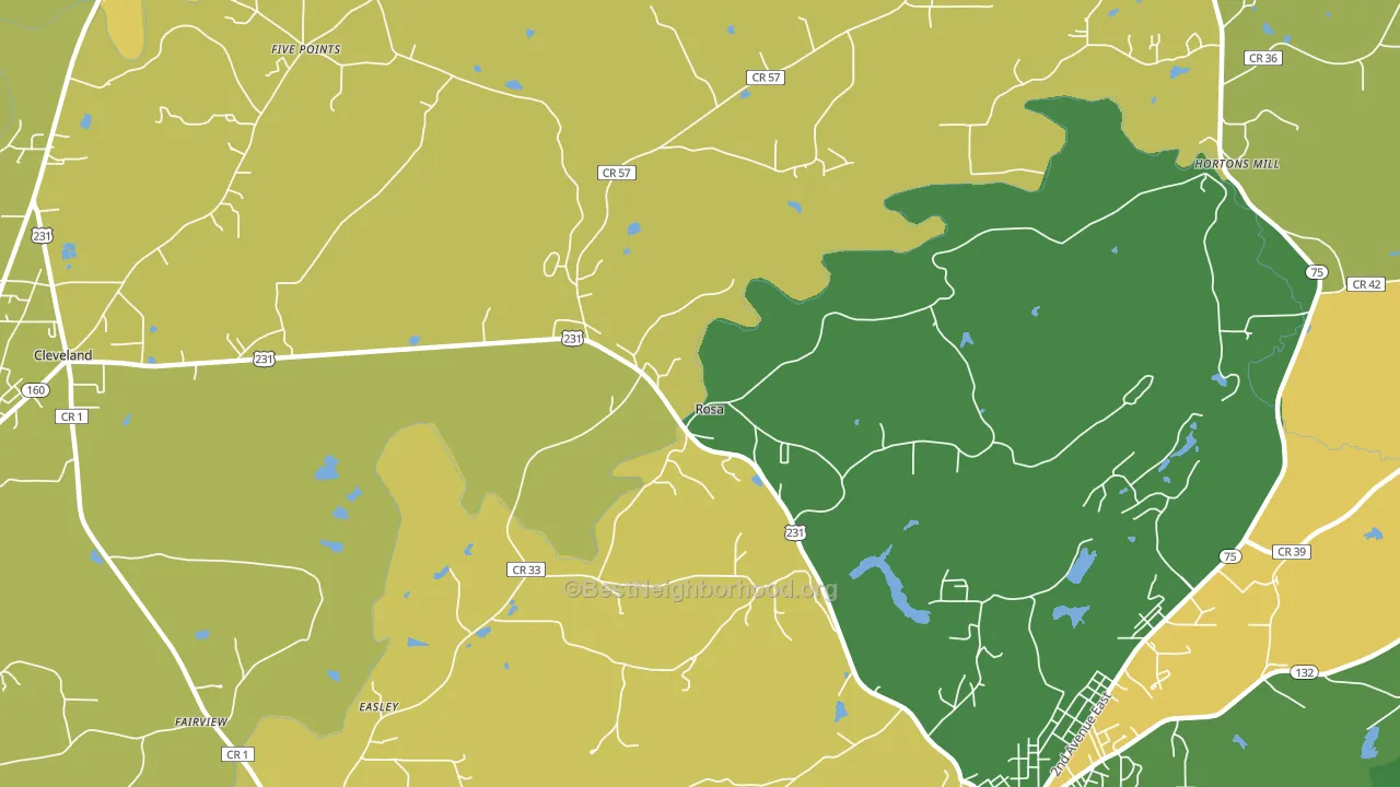 Rosa, AL block-group voter-turnout map