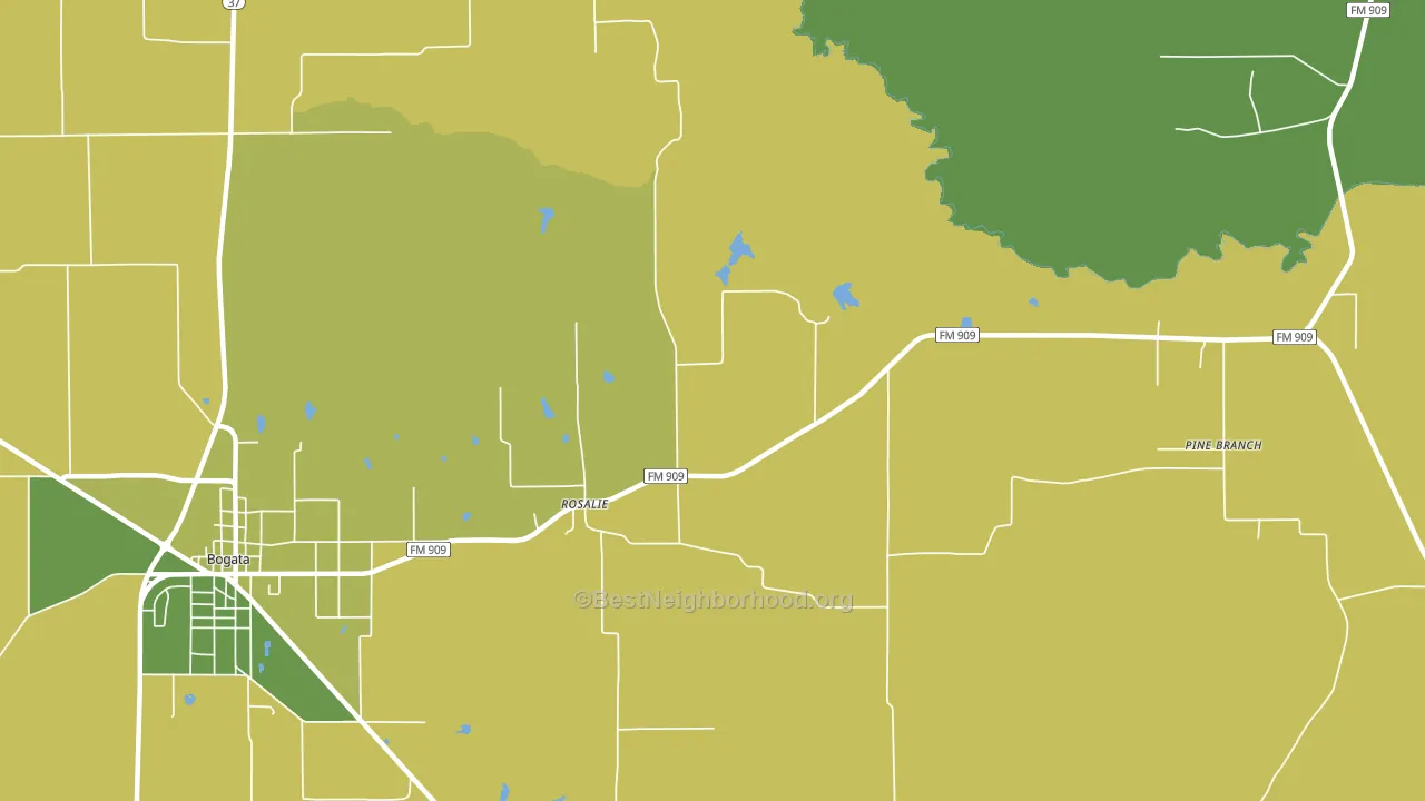Rosalie, TX block-group voter-turnout map