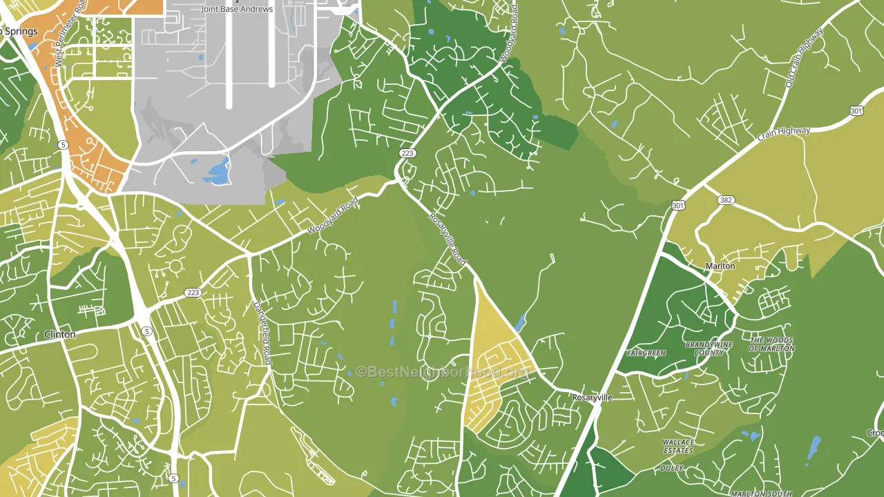 Rosaryville, MD block-group voter-turnout map