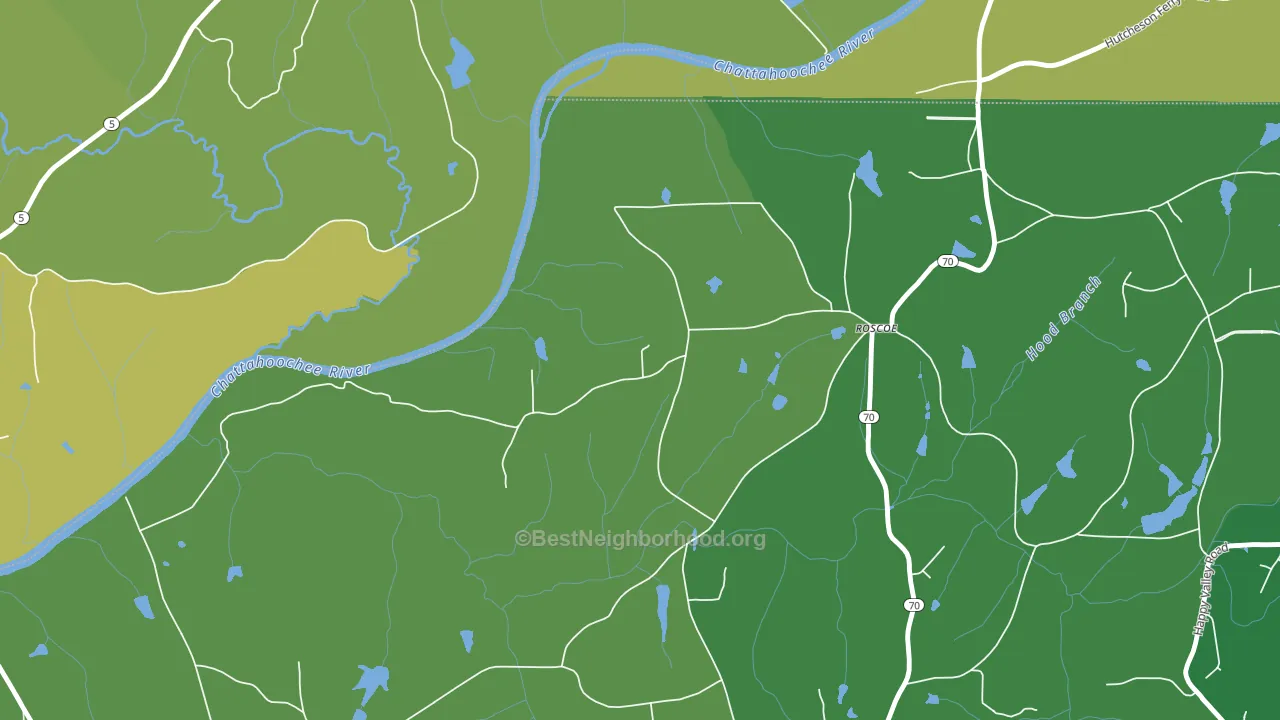 Roscoe, GA block-group voter-turnout map