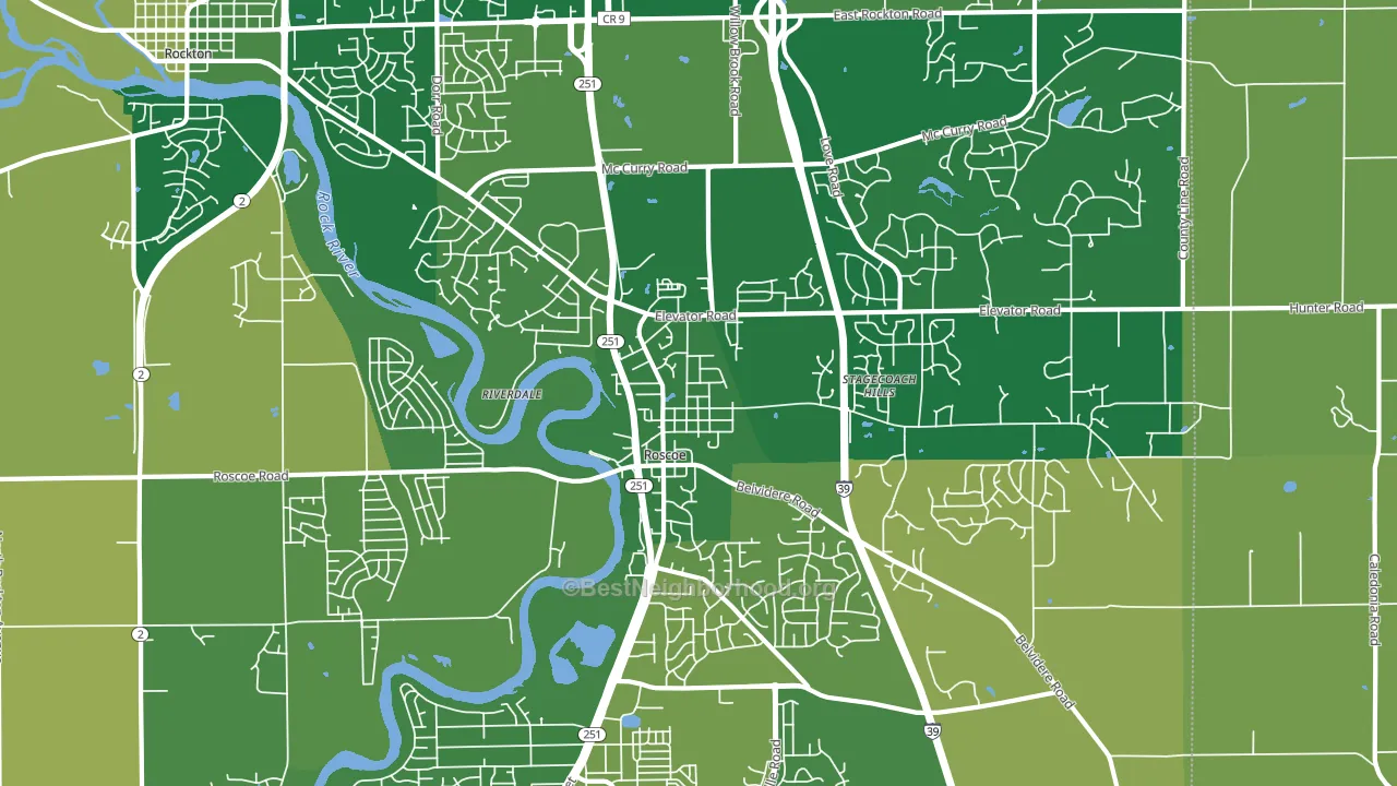 Roscoe, IL block-group voter-turnout map