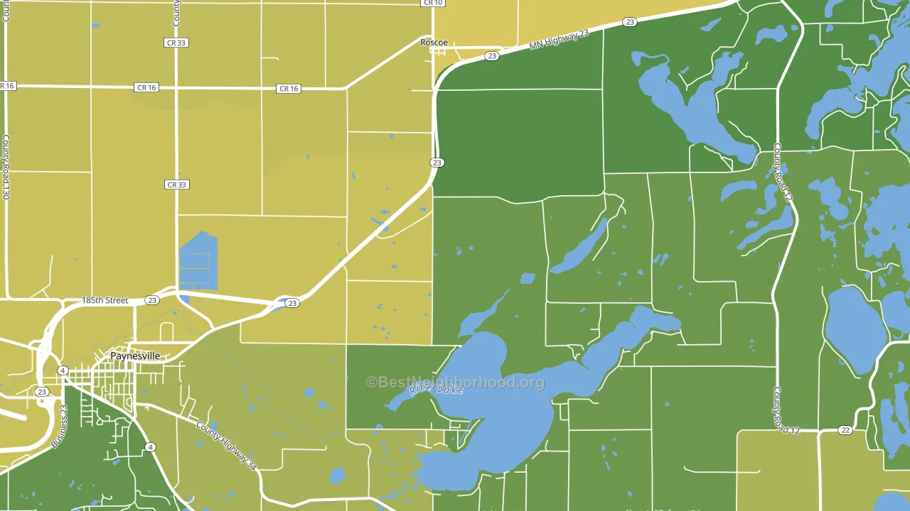 Roscoe, MN block-group voter-turnout map