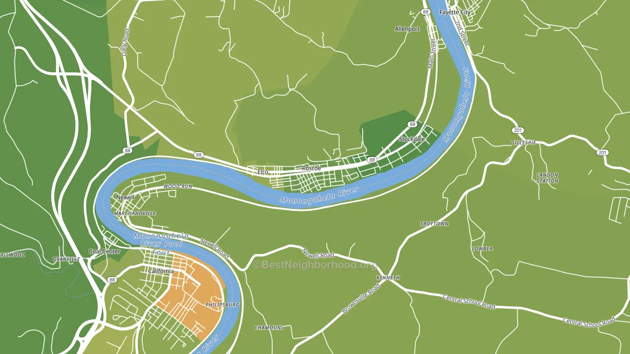 Roscoe, PA block-group voter-turnout map