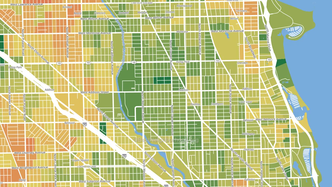 Roscoe Village, Chicago, IL block-group voter-turnout map