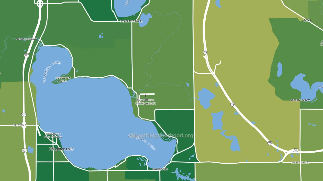 Roscommon County, MI block-group voter-turnout map