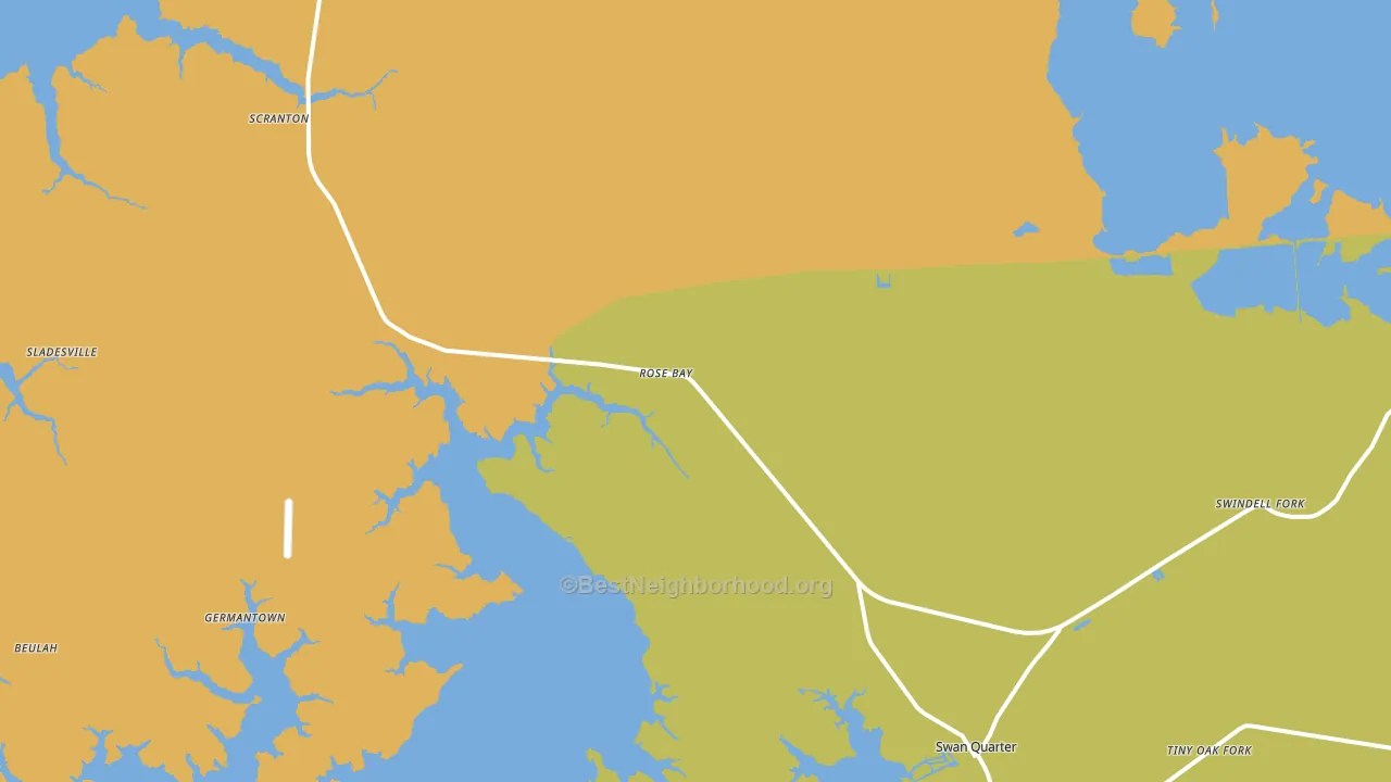 Rose Bay, NC block-group voter-turnout map