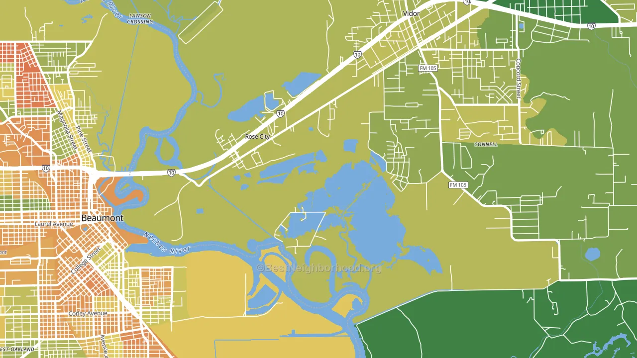 Rose City, TX block-group voter-turnout map