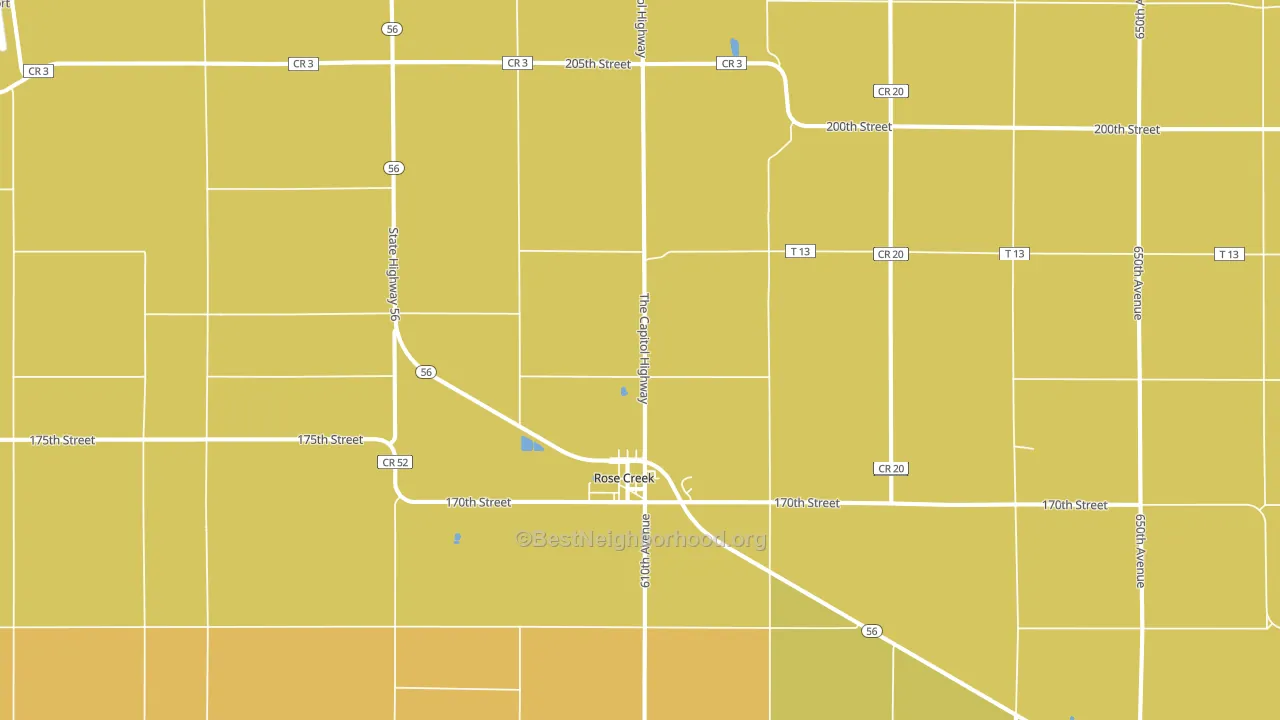Rose Creek, MN block-group voter-turnout map