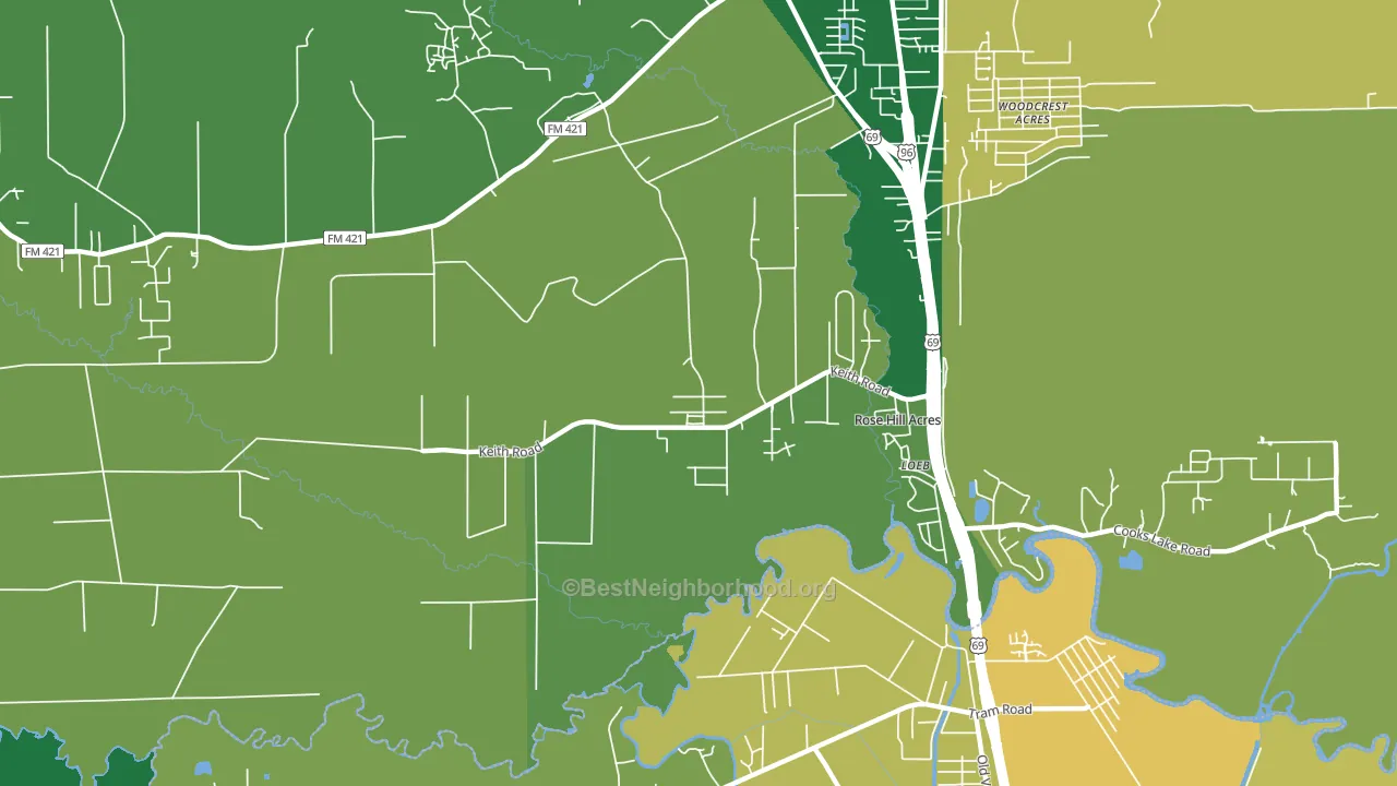 Rose Hill Acres, TX block-group voter-turnout map