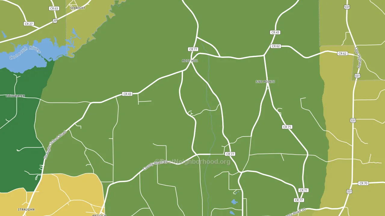 Rose Hill, AL block-group voter-turnout map