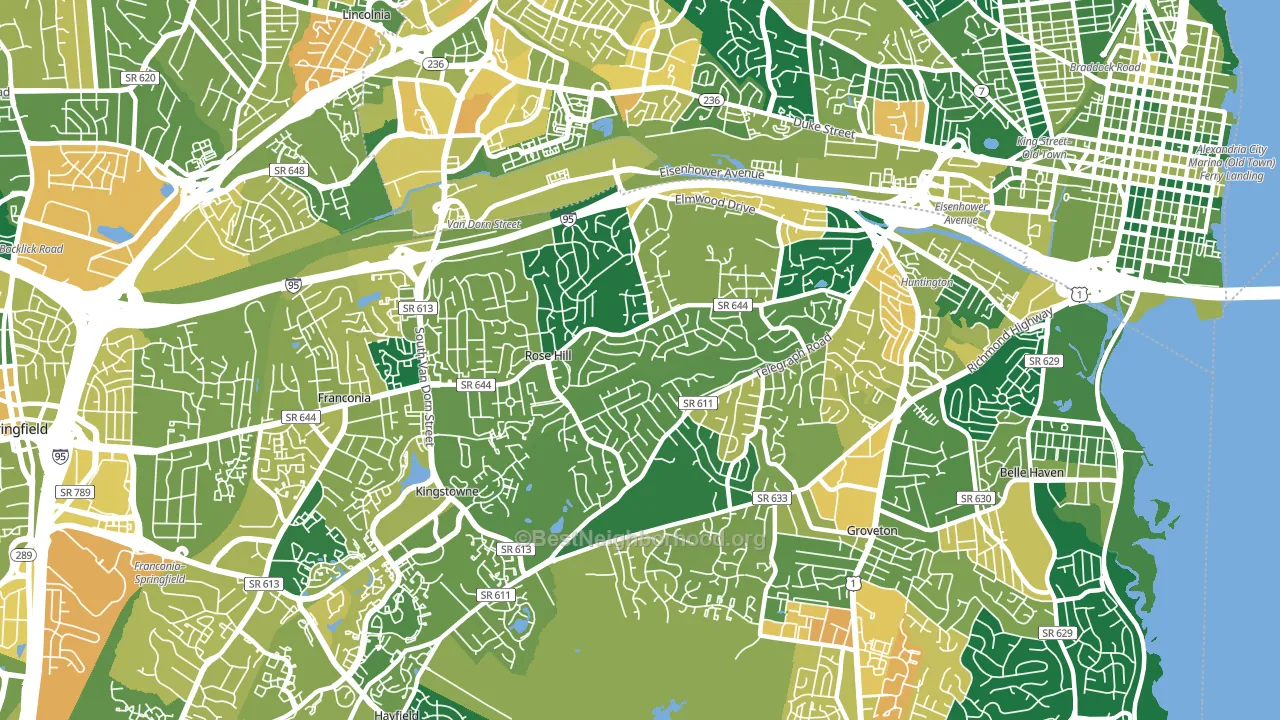 Rose Hill, Alexandria, VA block-group voter-turnout map