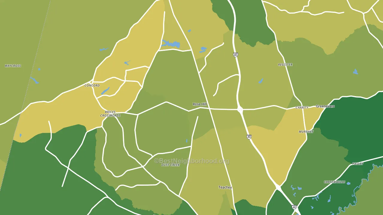 Rose Hill, NC block-group voter-turnout map