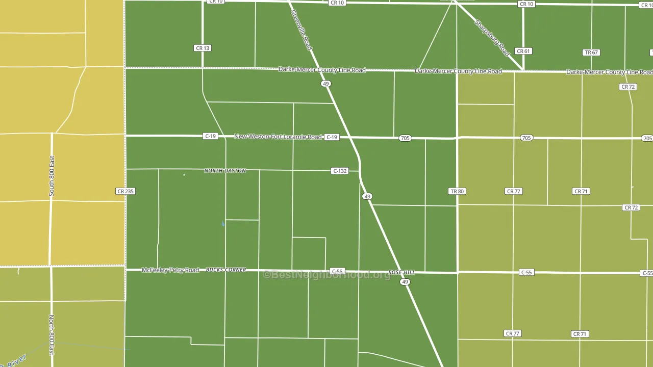Rose Hill, OH block-group voter-turnout map