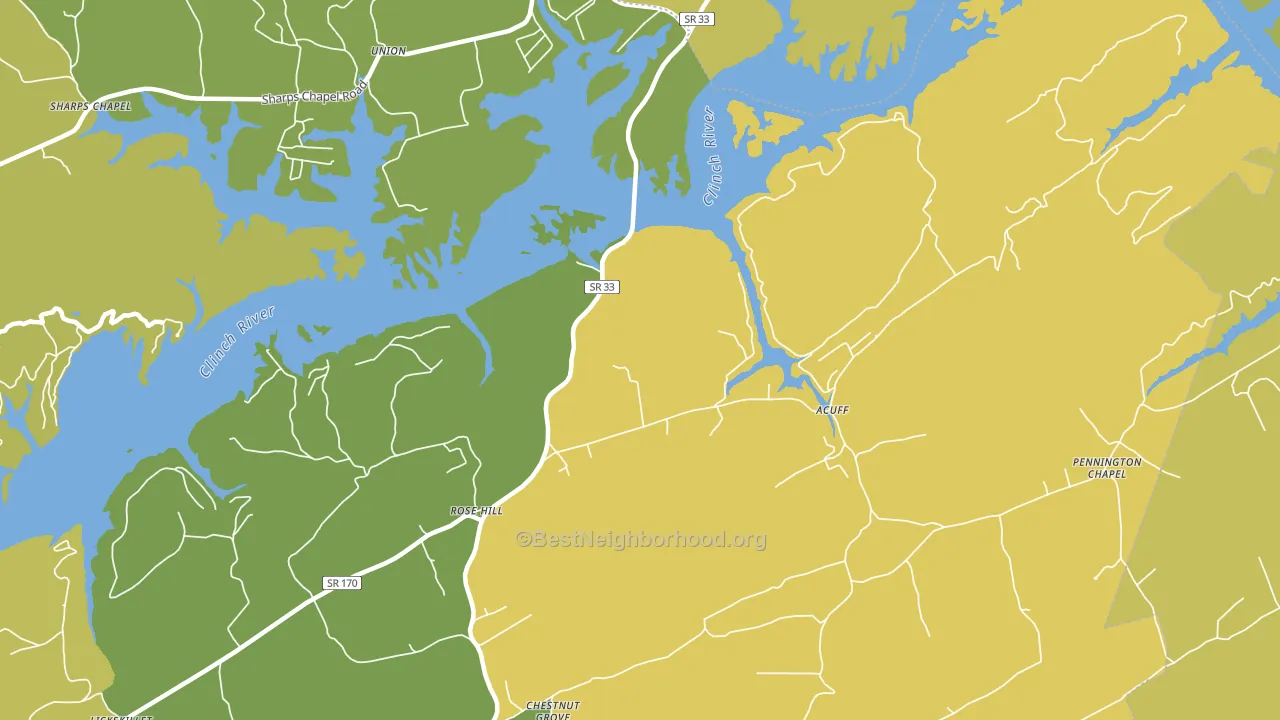 Rose Hill, TN block-group voter-turnout map