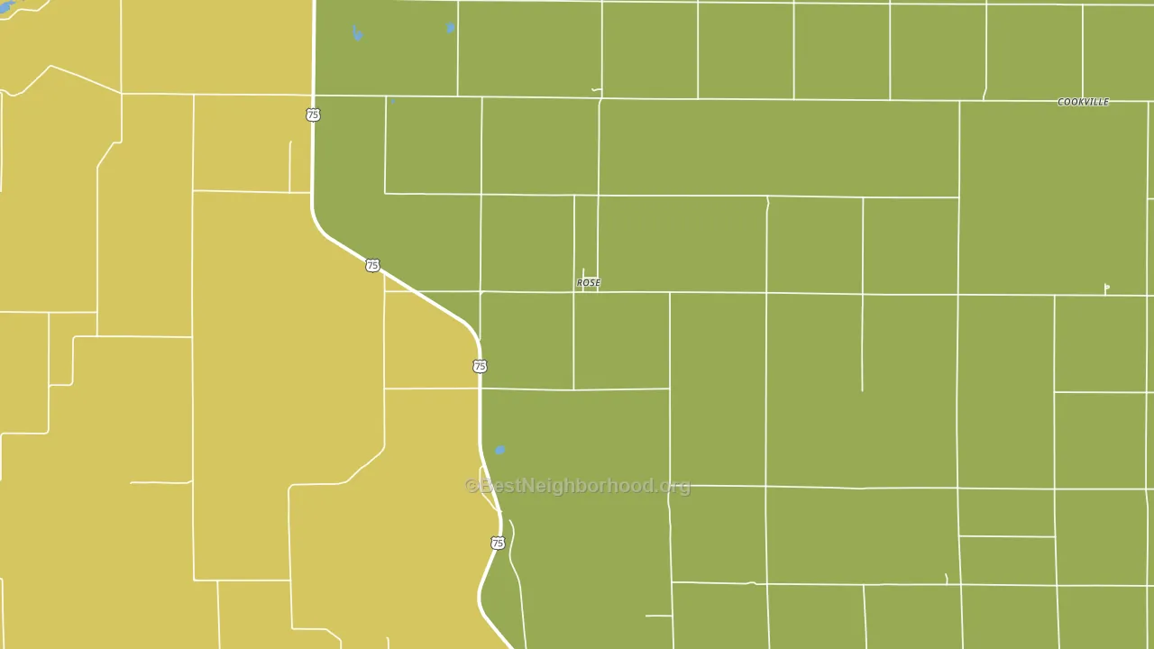 Rose, KS block-group voter-turnout map