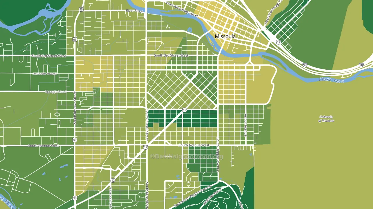Rose Park, Missoula, MT block-group voter-turnout map
